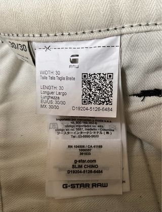 Pantalón chino hombre de G-Star Raw (W30/L30)