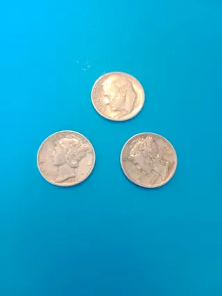 Lote de 3 monedas antiguas de plata