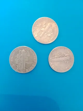 Lote de 3 monedas antiguas de plata