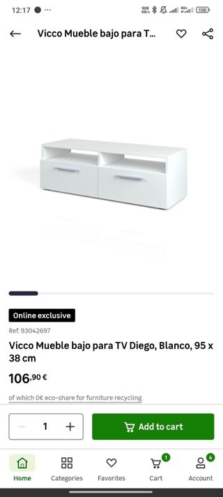 Mueble TV bajo blanco