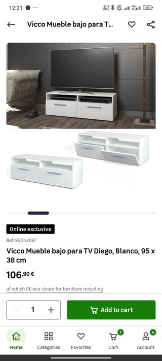 Mueble TV bajo blanco
