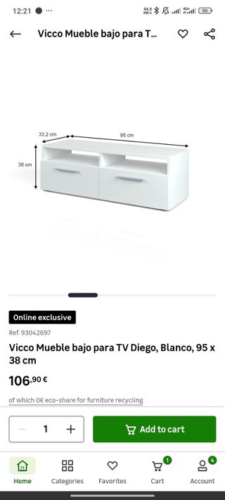 Mueble TV bajo blanco