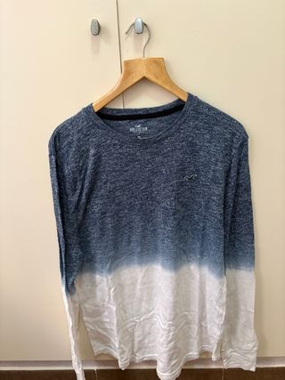 Camiseta Hollister Degradado Azul Blanco