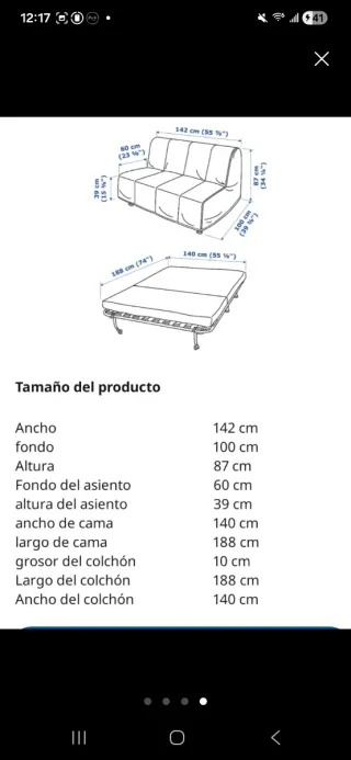 Sofá Cama Ikea Lycksele 2 Plazas Gris Oscuro