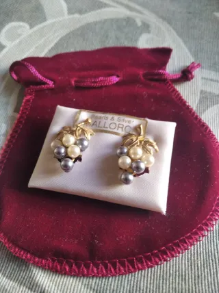 Pendientes Mallorca Perlas Gris y Blancas