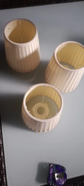 3 Pantallas Lámpara Tela Beige