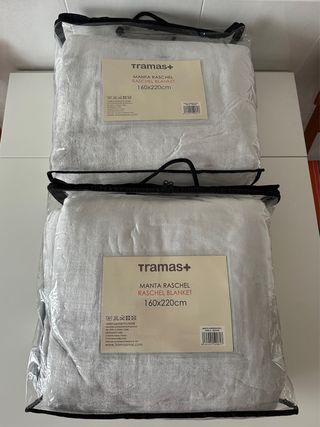 2 Mantas Raschel 160x220cm Grises