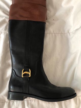 Botas Ralph Lauren piel negra y marrón