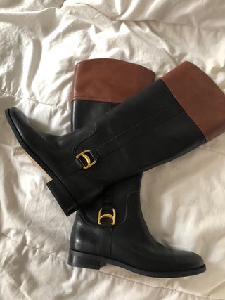 Botas Ralph Lauren piel negra y marrón