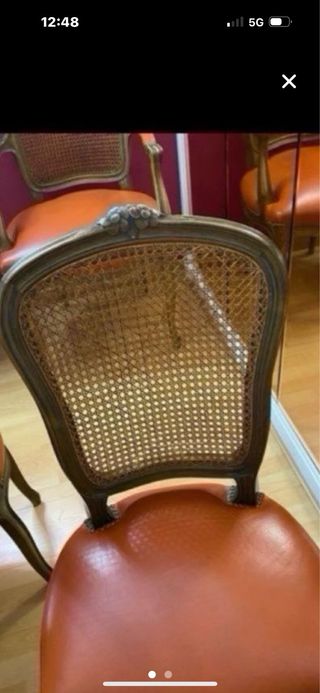 4 Sillas y 2 Sillones Conjunto, tapizadas en piel