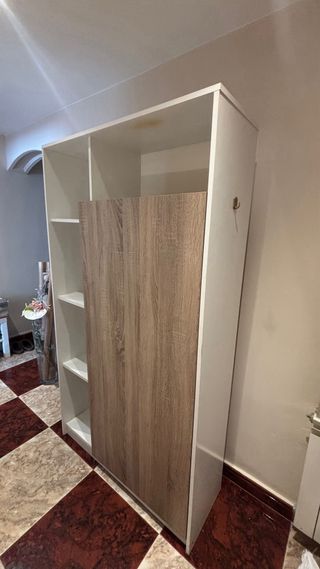 Perchero y Estantería Blanco y Madera