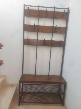 Zapatero y Perchero Entrada Madera y Metal