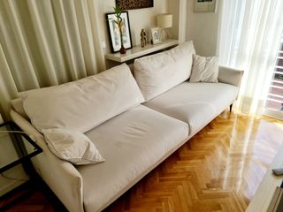 Sofá 4 plazas blanco tela