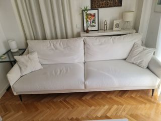 Sofá 4 plazas blanco tela