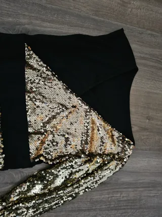 Vestido fiesta lentejuelas dorado y negro