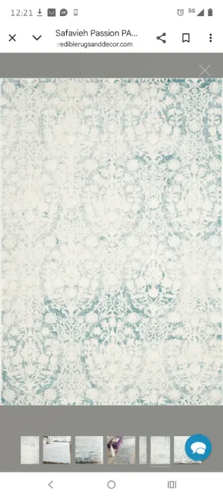 Alfombra Safavieh Diseño Floral Turquesa y Blanco