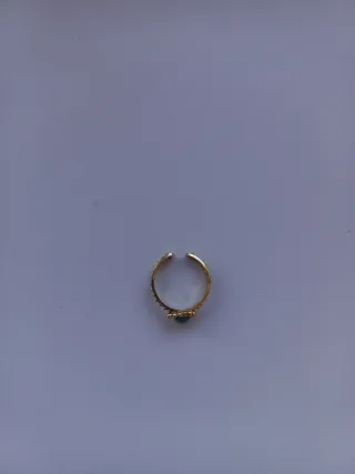 Anillo dorado ajustable mujer piedra verde