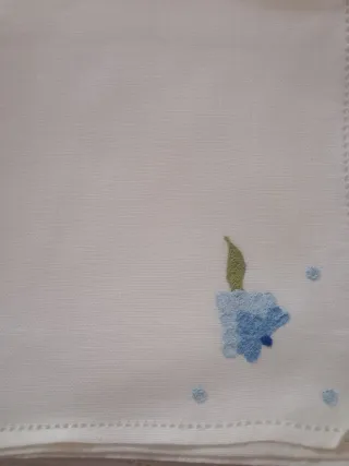 Tovaglia in lino ricamata con 12 tovaglioli