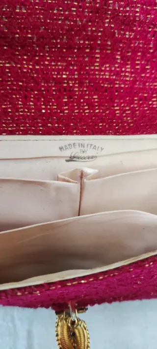 Bolso de mano Gucci vintage dorado y rojo