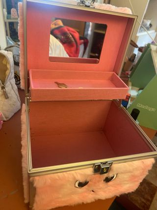 Caja secreta de peluche rosa con llave