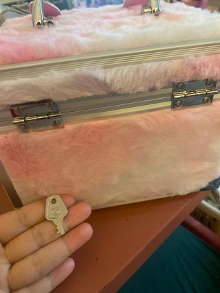 Caja secreta de peluche rosa con llave