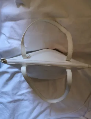 Borsa Shopping Tosca Blu Vera Pelle Bianca