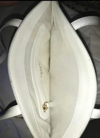 Borsa Shopping Tosca Blu Vera Pelle Bianca