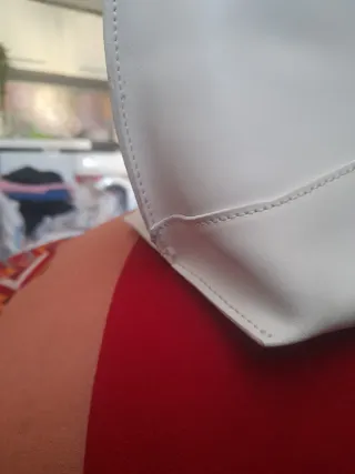 Borsa Shopping Tosca Blu Vera Pelle Bianca