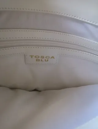 Borsa Shopping Tosca Blu Vera Pelle Bianca