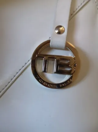 Borsa Shopping Tosca Blu Vera Pelle Bianca