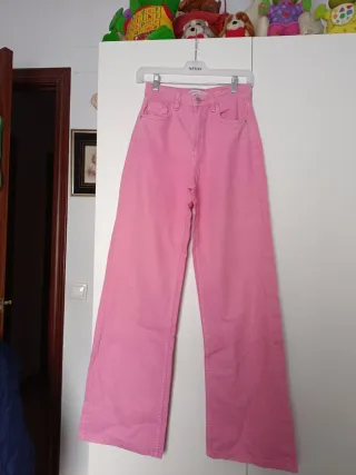 Pantalones Bershka rosas anchos