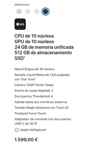 MacBook Air M4 24GB | 512GB (Nuevo)