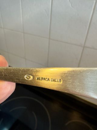 Lote Cubertería Antigua Alpaca Baño Plata