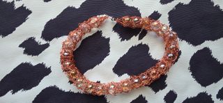 CONJUNTO GARGANTILLA PULSERA VIDRIO METAL  s/COBRE