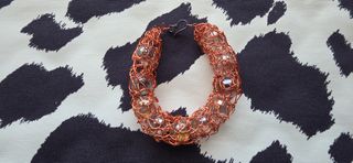 CONJUNTO GARGANTILLA PULSERA VIDRIO METAL  s/COBRE