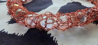 CONJUNTO GARGANTILLA PULSERA VIDRIO METAL  s/COBRE