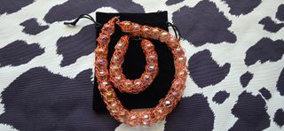 CONJUNTO GARGANTILLA PULSERA VIDRIO METAL  s/COBRE