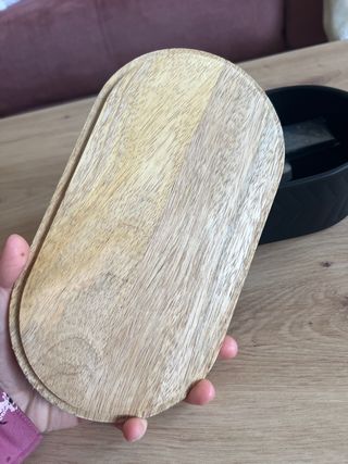 Caja ovalada madera y plástico