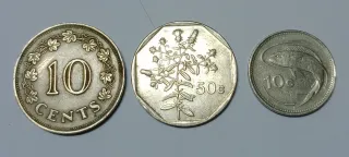 Lotto 260 Malta 3 monete: 10c, 50c, 10c