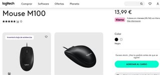 Ratón Logitech M100 USB Negro