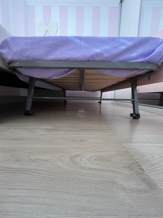 Cama nido+escritorio+dos colchones rosa