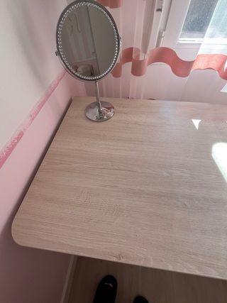 Cama nido+escritorio+dos colchones rosa