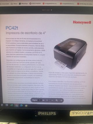 Impresora Etiquetadora Honeywell PC42T termica