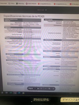 Impresora Etiquetadora Honeywell PC42T termica