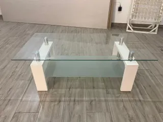 Mesa de centro cristal y metal