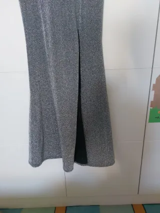 Vestido fiesta plateado talla S