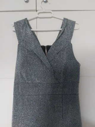 Vestido fiesta plateado talla S
