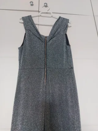 Vestido fiesta plateado talla S