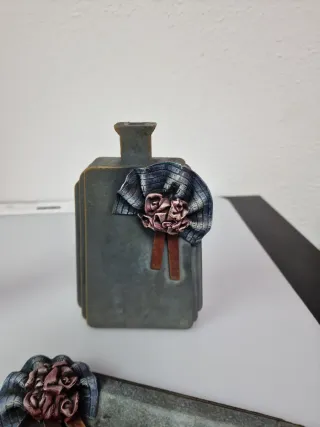 Juego tocador azul metal y piedra