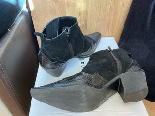 Botines Zara piel negra estilo western – 40